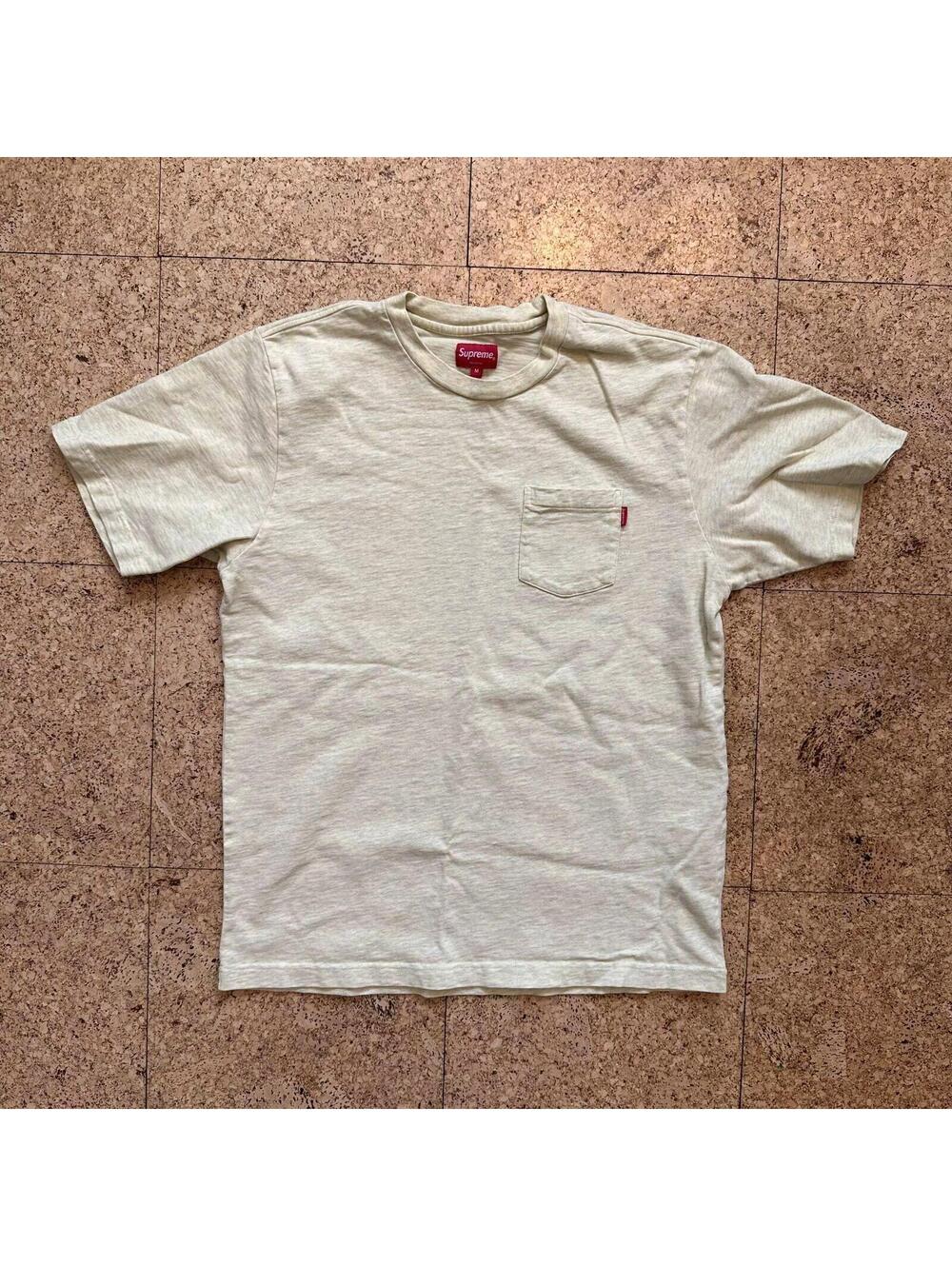 SUPREME Red Tab Pocket Tee Men's Medium Overdyed Light Lime Geen/Yellow Cotton
